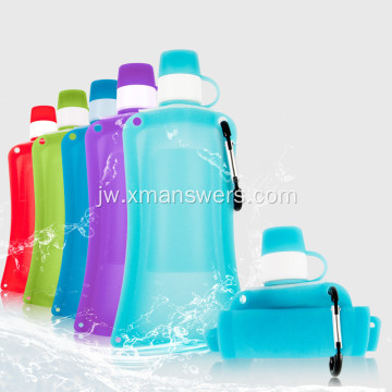 Silicone foldable olahraga ketel anyar gagang tutup tutup